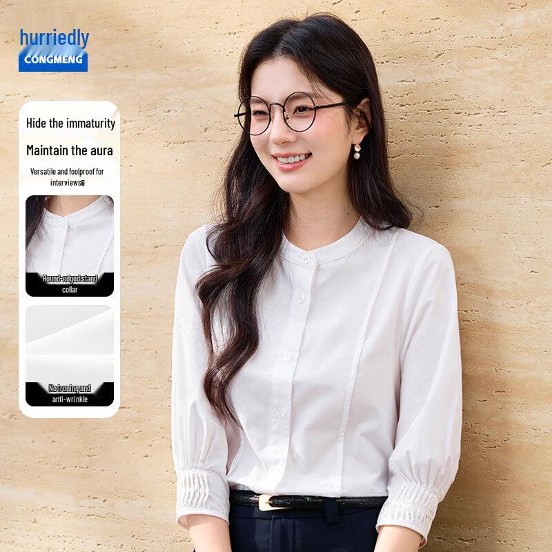 Women s Professional Seven-Sleeve Blouse with Lace Trim L