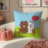 Cute Korean LLINE FRIENDS brown bear and cony Cushion Cover Pillowcase Short Plush Invisible zipper Room Sofa Cushion Cover