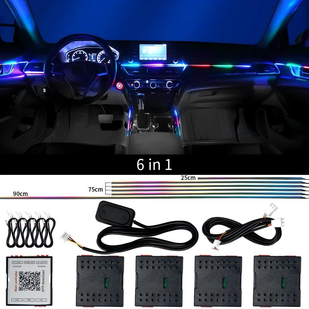 18 in 1 LED Symphony Ambient Lights Car Interior Full Color Streamer RGB 64 Colors Neon Acrylic Strip Decoration Atmosphere Lamp Not Symphony