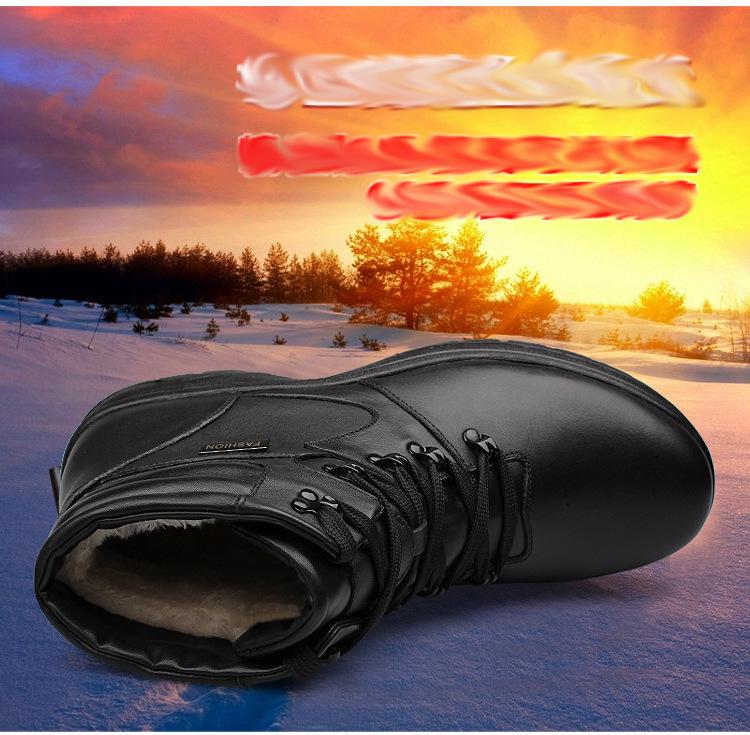 Men's Winter Martin Boots with Velvet Lining - Warm, Casual, High-Top, Round Toe, Large Sizes Available