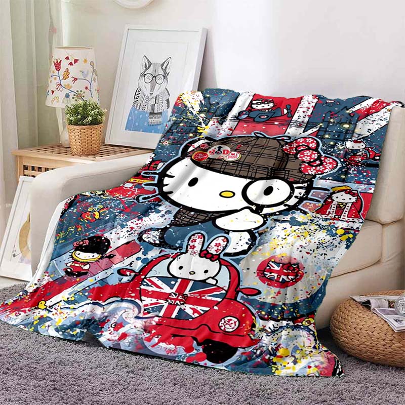 

1P CHello Kitty plush blanket, made of flannel, suitable for living room, bedroom, bed, sofa, office and other places, can be us 75x90cm
