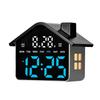 LED House Shape Digital Alarm Clock with Night Light Multi-Functional House Clocks Brightness Adjustment for Bedroom Living Room