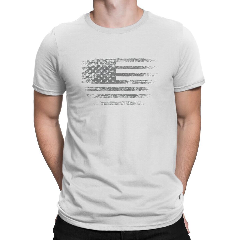 USA Flag Creative TShirt for Men   Round Neck Pure Cotton T Shirt Distinctive Gift Clothes Tops