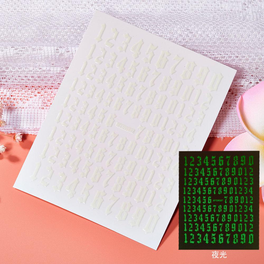 Color Digital Nail Art Sticker Fluorescent Laser Gold And Silver Featured Nail Jewelry 3D Nail Sticker