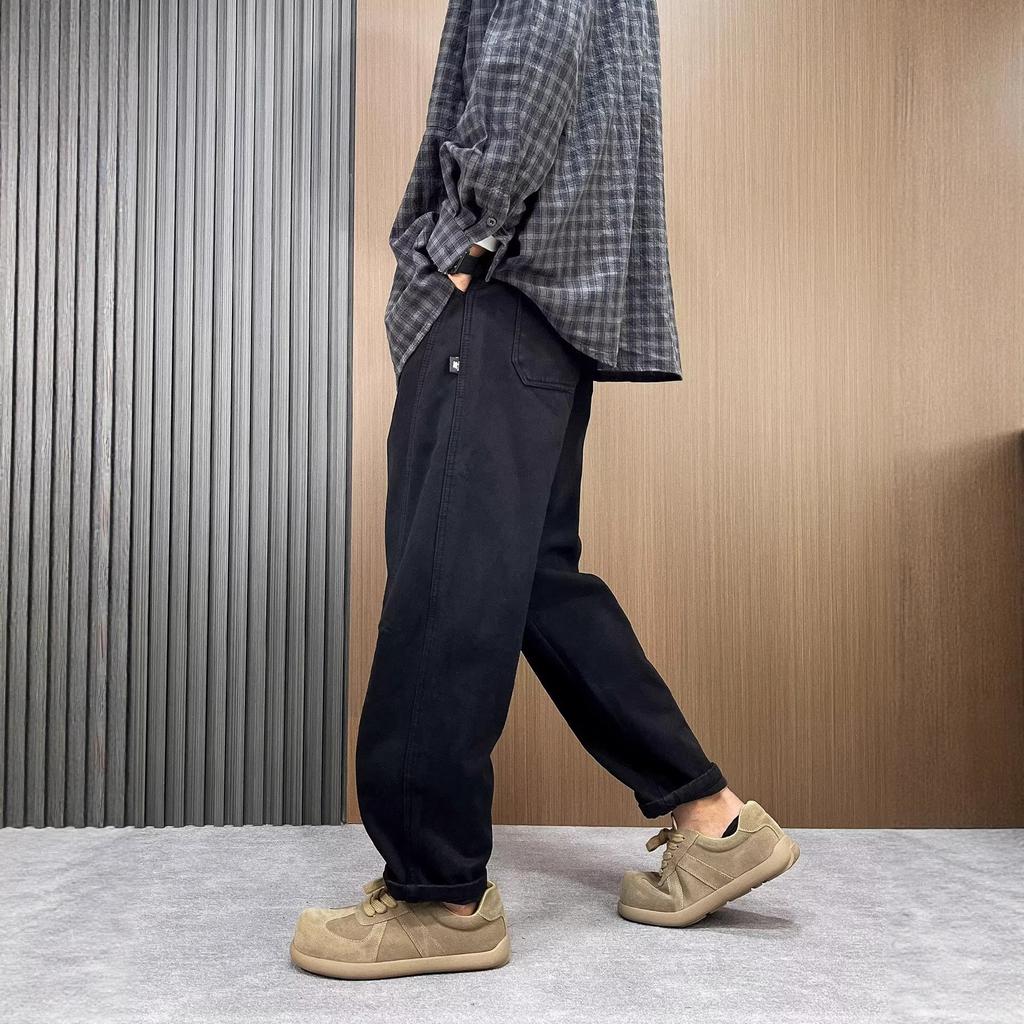 Autumn and Winter Velvet Casual Pants Youth Heavy Sweatpants Boys Loose Casual Sweatpants Spliced Overalls