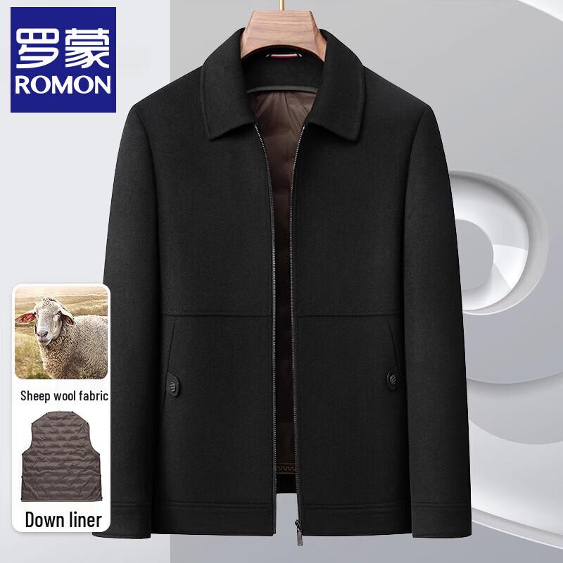 

Luomen Men s Wool Blend Lapel Jacket with Detachable Liner 185/2XL