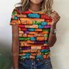 3D color stone print women's T-shirt summer fashion casual loose T-shirt oversized short sleeved round neck top design clothing