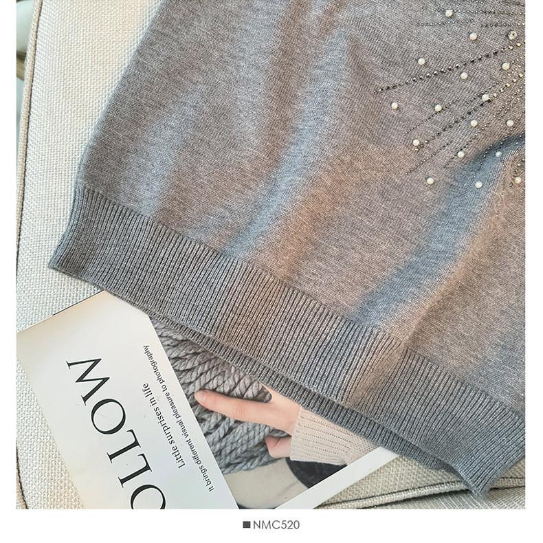 Summer Women Casual Sleeveless Solid Beading Knitted Sweater Pullover Vest Tops