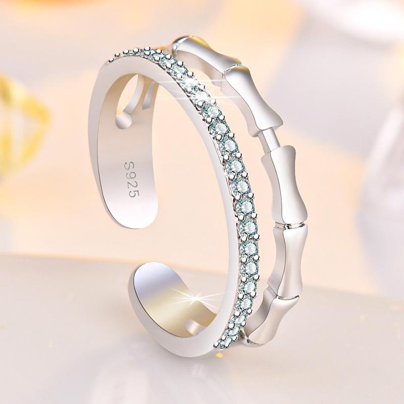 Original 925 Silver Ring High Quality Adjustable Opening AAA Zircon For Women Wedding Fine Fashion Jewelry Gift