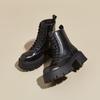 Women's Platform Boots 2025 Leather Platform Heightening Boots Women's Versatile Retro British Style Short Boots Platform Shoes