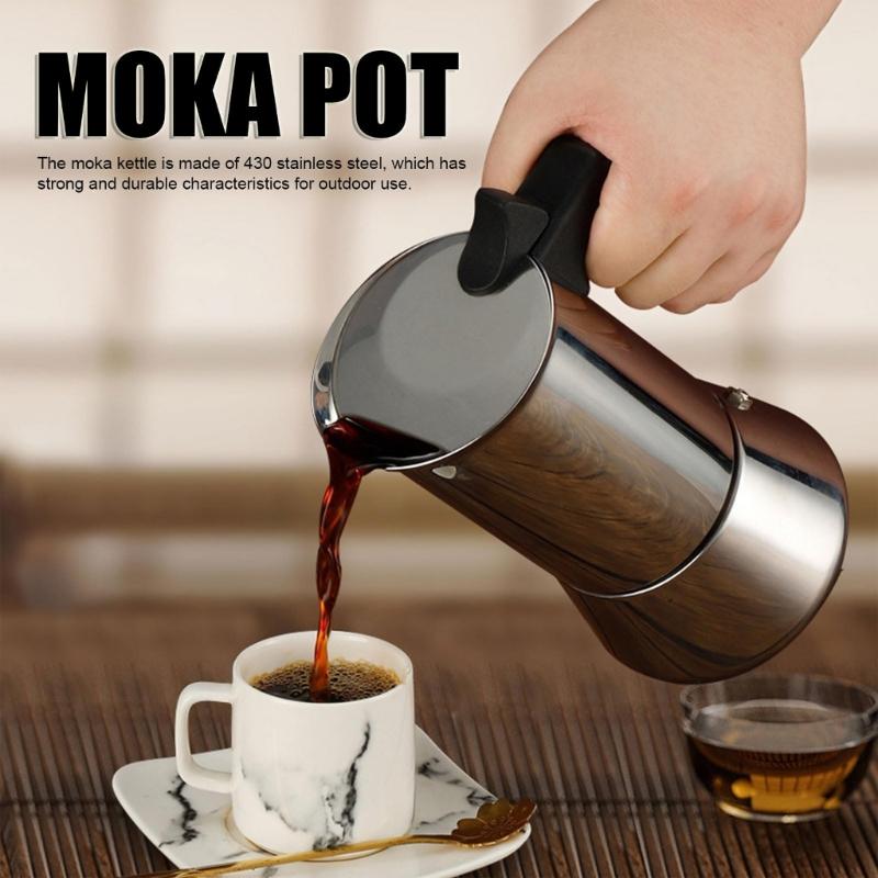 Compact Stovetop Coffee Maker 2/4 Cups with Ergonomic Designs for Gas Electric Induction Cooktops Portable and Durable