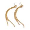 Xia Ling Zircon-Inlaid Chain Tassel Earrings In Stainless Steel