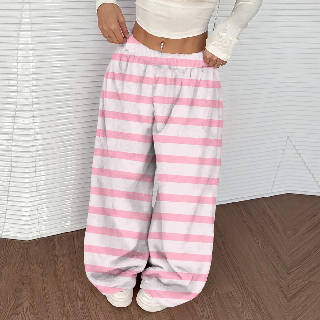 Women's Casual And Fashionable Printed Elastic Waist Loose Wide Leg Pants