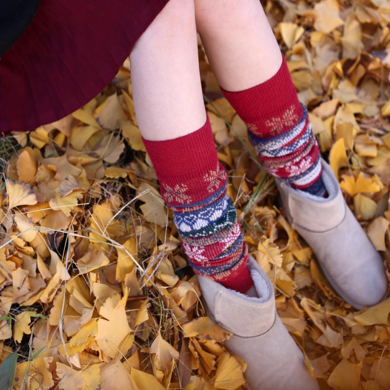 Chaussettes chaudes en laine pour femmes japonaises, longueur genou, pour l'automne et l'hiver