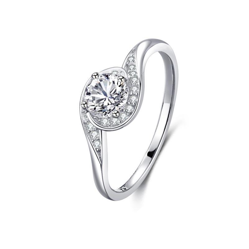 S925 Sterling Silver Women's Ring - White Gold Electroplated, Classic Rose Design, Light Luxury Finger Jewelry