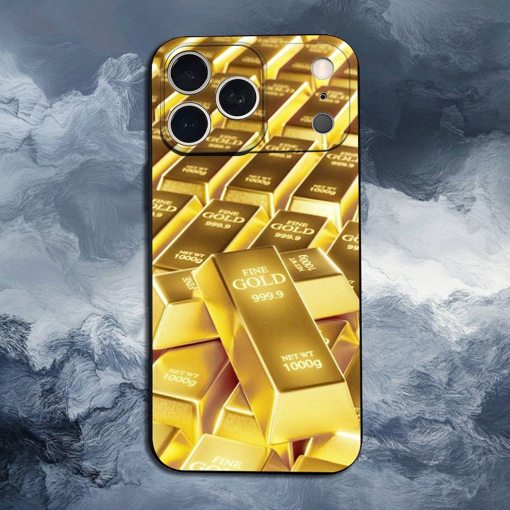 Cool Gold Art Phone Case For iPhone 17,16,15,14,13,12,11 Plus,Pro Max,XS,X,XR,SE,Mini,8,7,Soft Silicone Black Cover