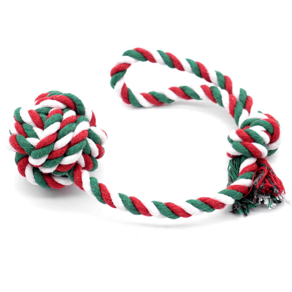 Christmas Cotton Rope Knot Toys - Bite-Resistant Teething Supplies for Dogs
