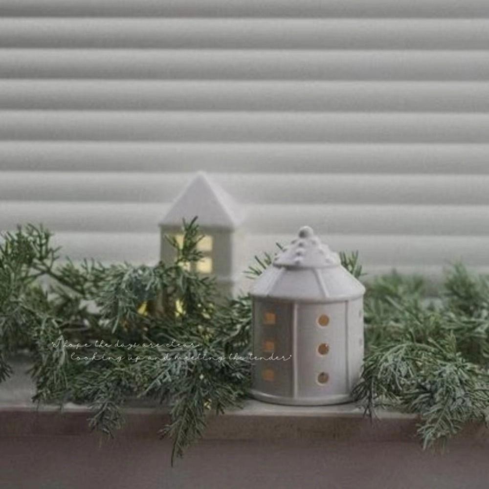 Button Batteries Christmas Atmosphere Lights Ceramic House-shaped Night Lamp  Birthday Present