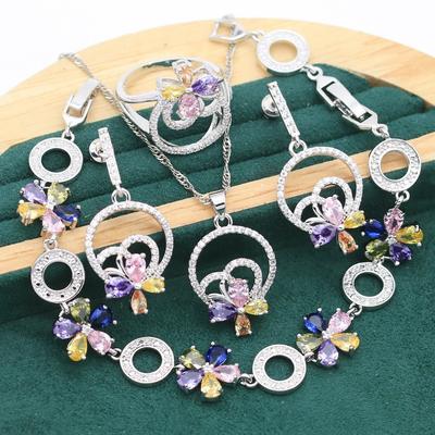 Beliebtes Anti-Allergie Zirkon Armband Ohrringe Ohrringe Braut Schmuckset