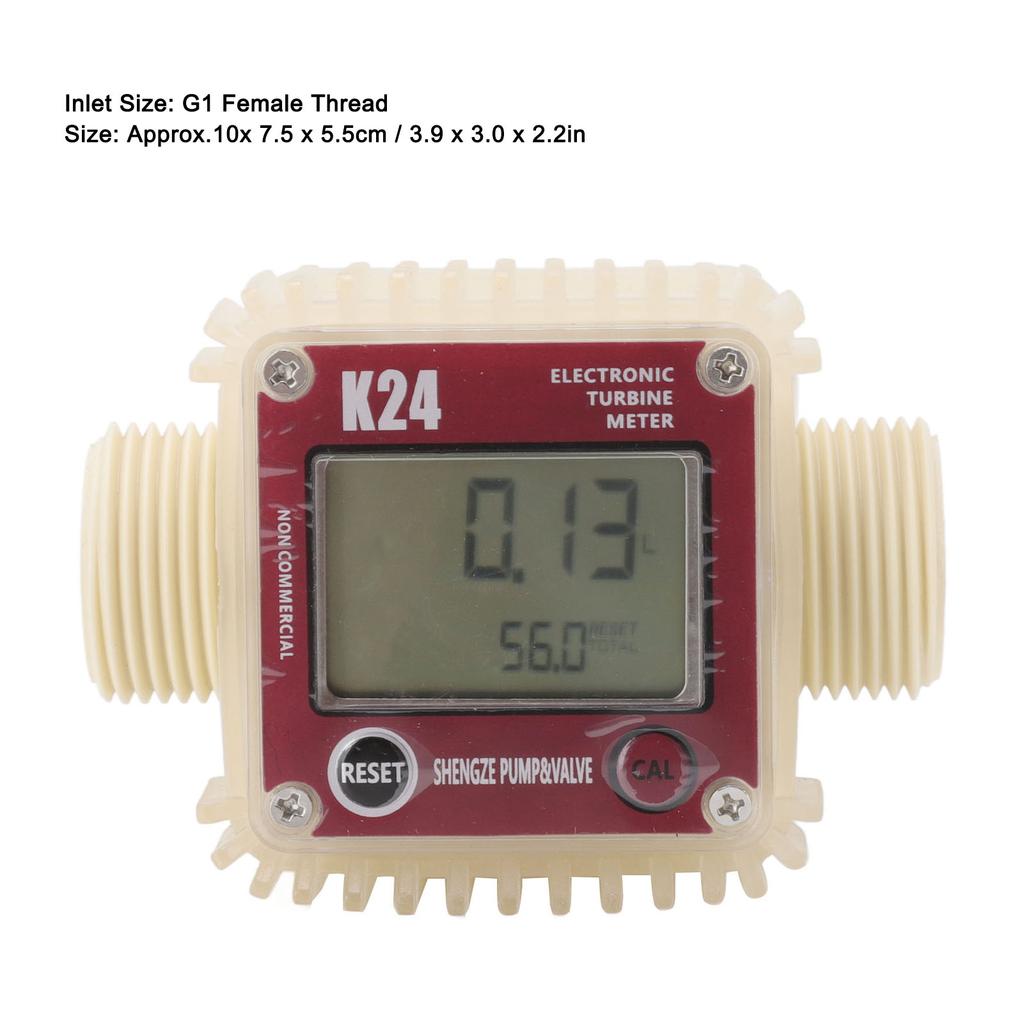 Digital Turbine Flow Meter 20BAR High Accuracy LCD Display G1 Male Thread Digital Fuel Flow Meter with 4 Measure Unit