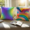 Halfcircle Fanshaped Rainbow Patterns Fashion Cushion Cover Pillowcase Antidustmite Invisible Zipper Short Plush Sofa Cushion