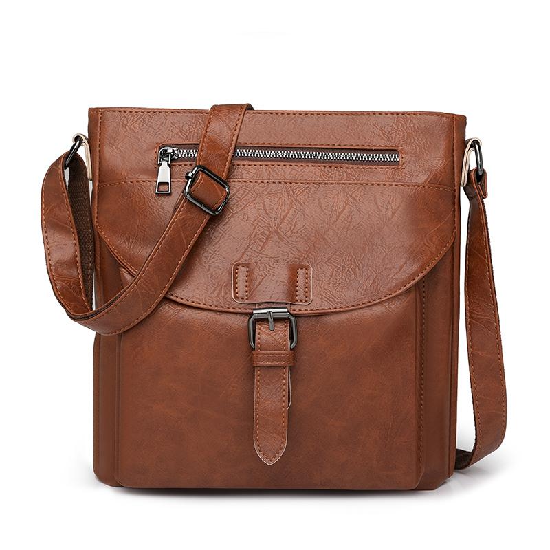 Lightweight Retro Messenger Bag Women's Bag Large Capacity Crossbody Bag PU Shoulder Bag