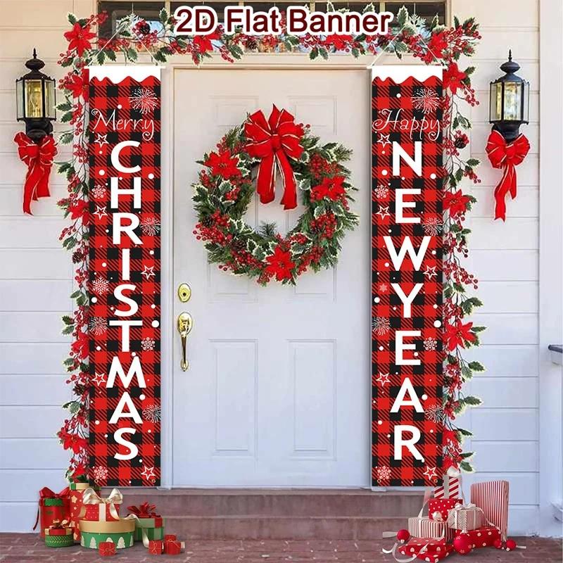 2026 Christmas Door Banner, Santa Snowman Wall Decals, Merry Xmas Home Decor, New Year Gift, Navidad Natal Holiday Couplet
