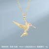 Light Luxury Zircon Owl Kingfisher Pendant Necklace Stainless Steel New Design Bird Choker Jewelry Party Gifts For Women Girls