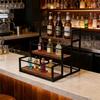 Functional Wooden Wine Rack With Metal Frame Suitable For Kitchen Counter Or Coffee Station