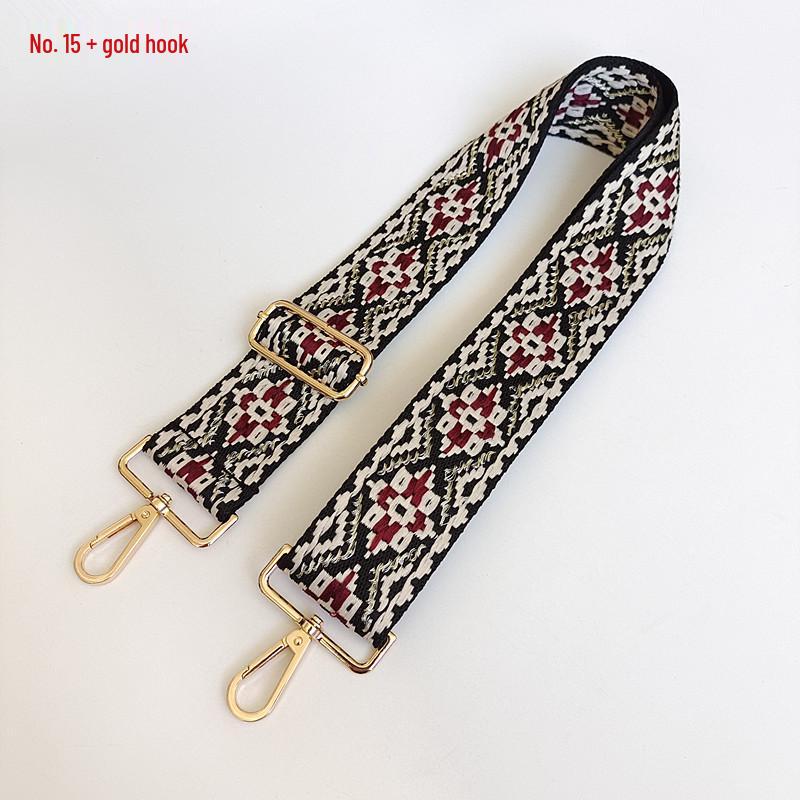 Etniczny Wzór Nylonowy Pasek do Plecaka z Regulowaną Długością i Metalowymi Akcesoriami - Odporny na Zużycie i Poszerzony dla Komfortu