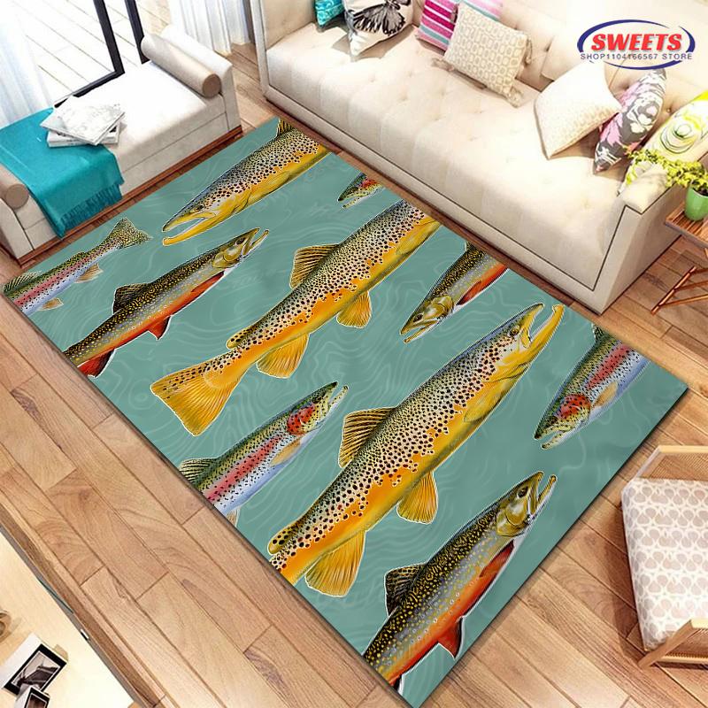 

1pc Brown Trout Pattern Area Rugs, Non-slip Soft and Comfortable for Living Room Bedroom Indoor Outdoor Entrance, Aesthetic Room 40x60cm (16x24in)