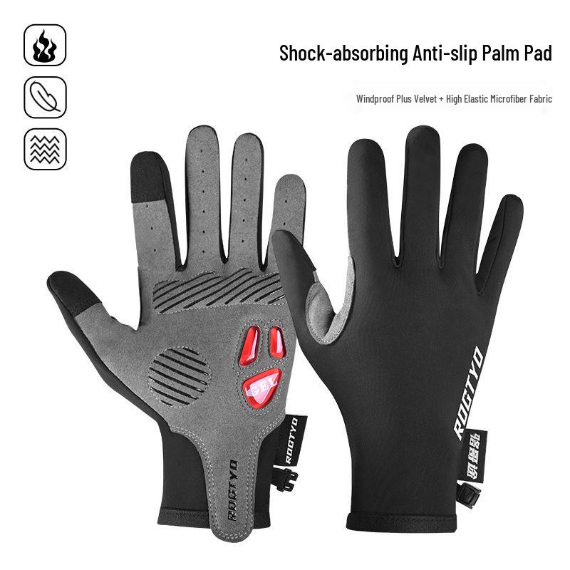 Unisex Liquid Silicone Warm Ski Gloves - Thickened, Anti-Slip, Plus Velvet for Outdoor Cycling & Sports Medium