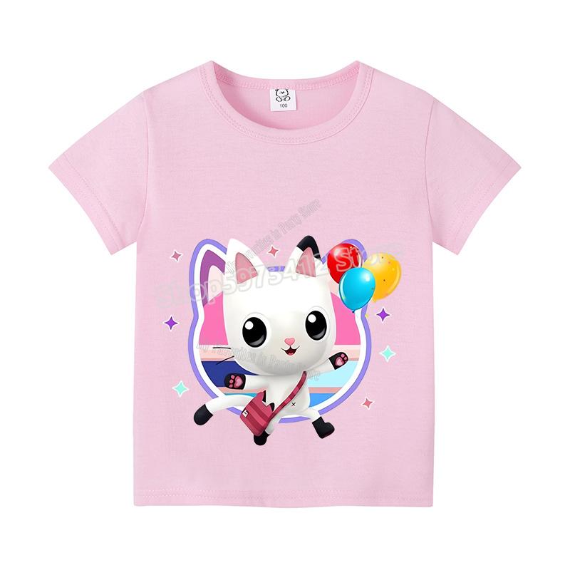 New Gabby Dollhouse Kids T-shirt Summer Children Cotton Short Sleeve Top Anime Fashion Kawaii Baby Tee Girls Casual Clothes Gift
