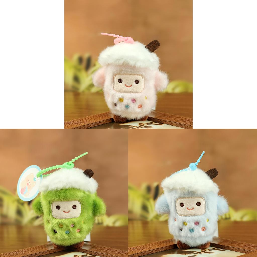 Cute Plush Milk Tea Cup Keychain With Pearl Beads For Bag Decor And Gifts