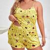 Set Pijamale Femei Mărimi Mari, Casual, Larg, cu Maiou și Pantaloni Scurți