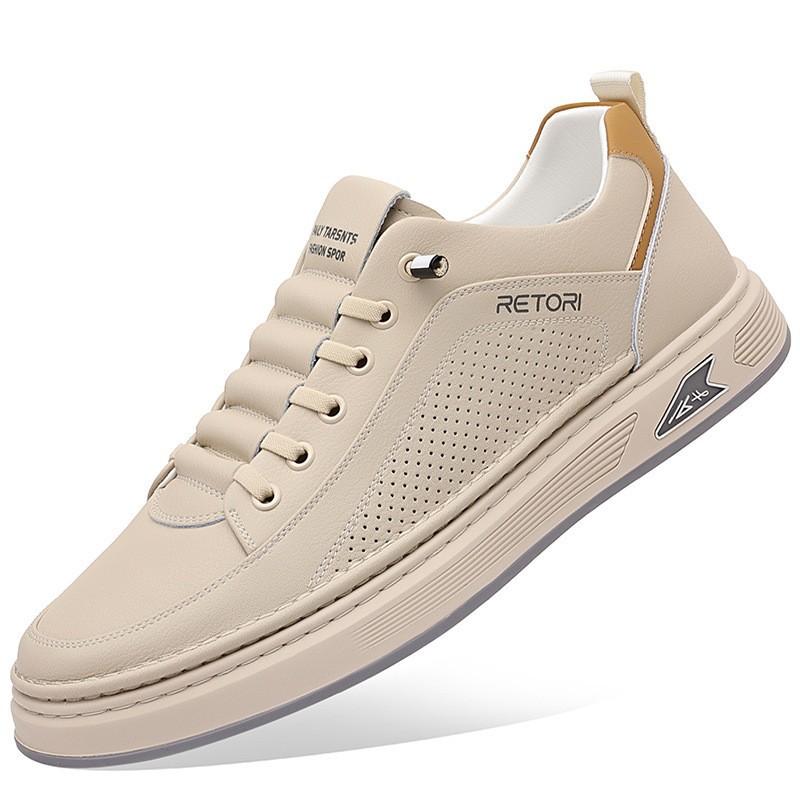 

Leather shoes men s 2025 summer casual leather shoes one pedal fashion hollow breathable white board shoes tide 2025 38 бежевый