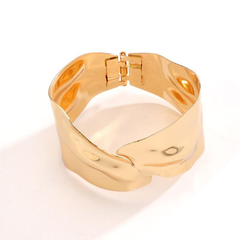 

Asymmetrical Convex Wide Version Bracelet Female Fashion Autumn New Arrival Special-Interest Design Hip Hop Trip Shoot Ornament Tide Gold