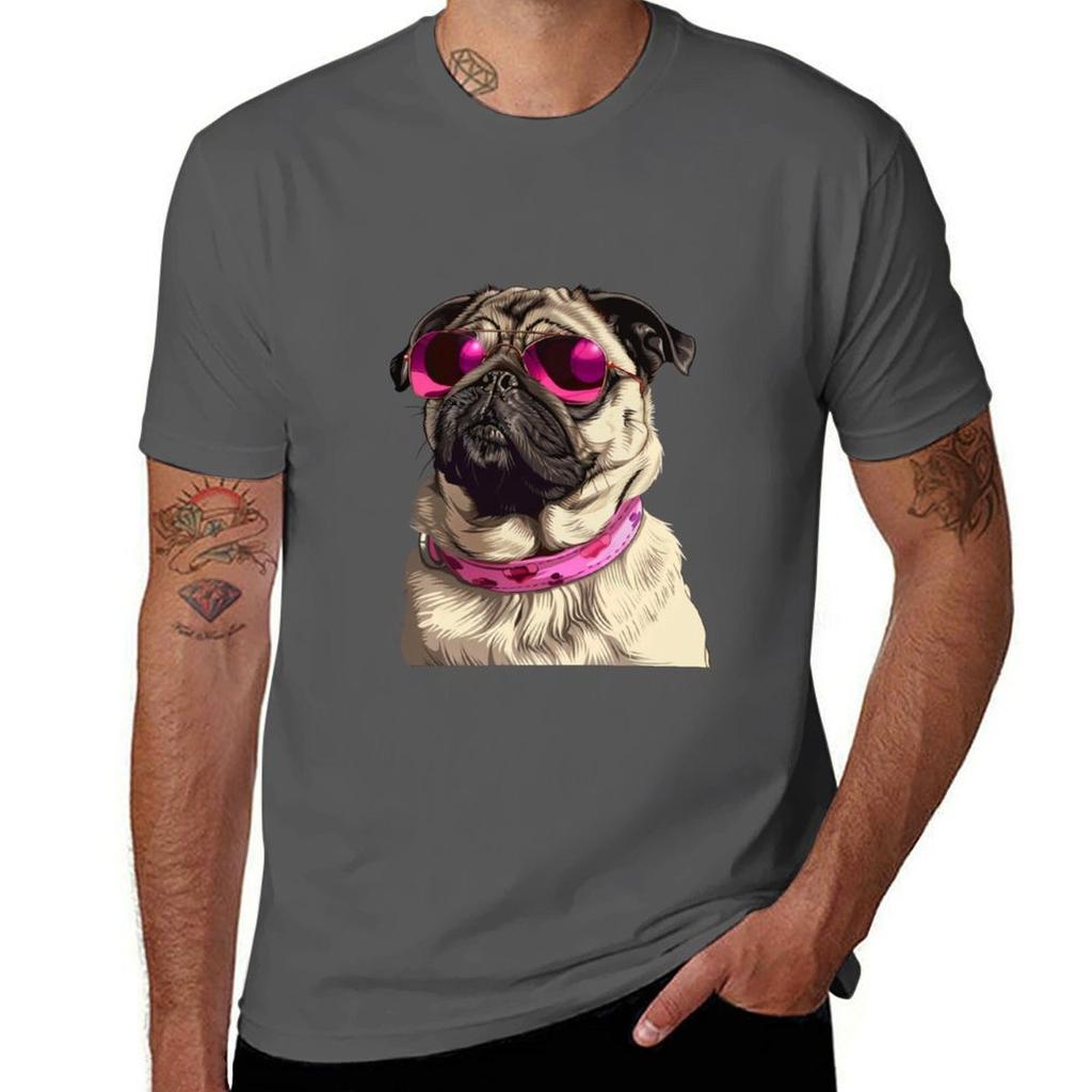 Cutte Pug In Pink Glasses TShirt Breathable Sportswear For Unisex TShirt