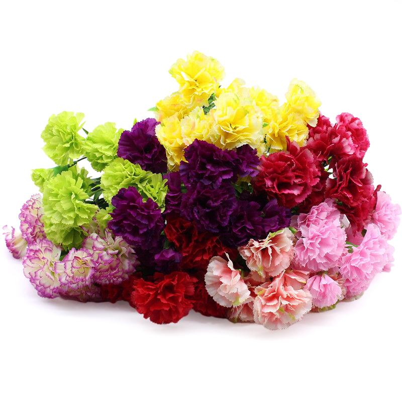 10 Heads Artificial Carnation Home Decoration Multi Color Beauty Silk Fake Flower Especial For Wedding And Festival Decoration