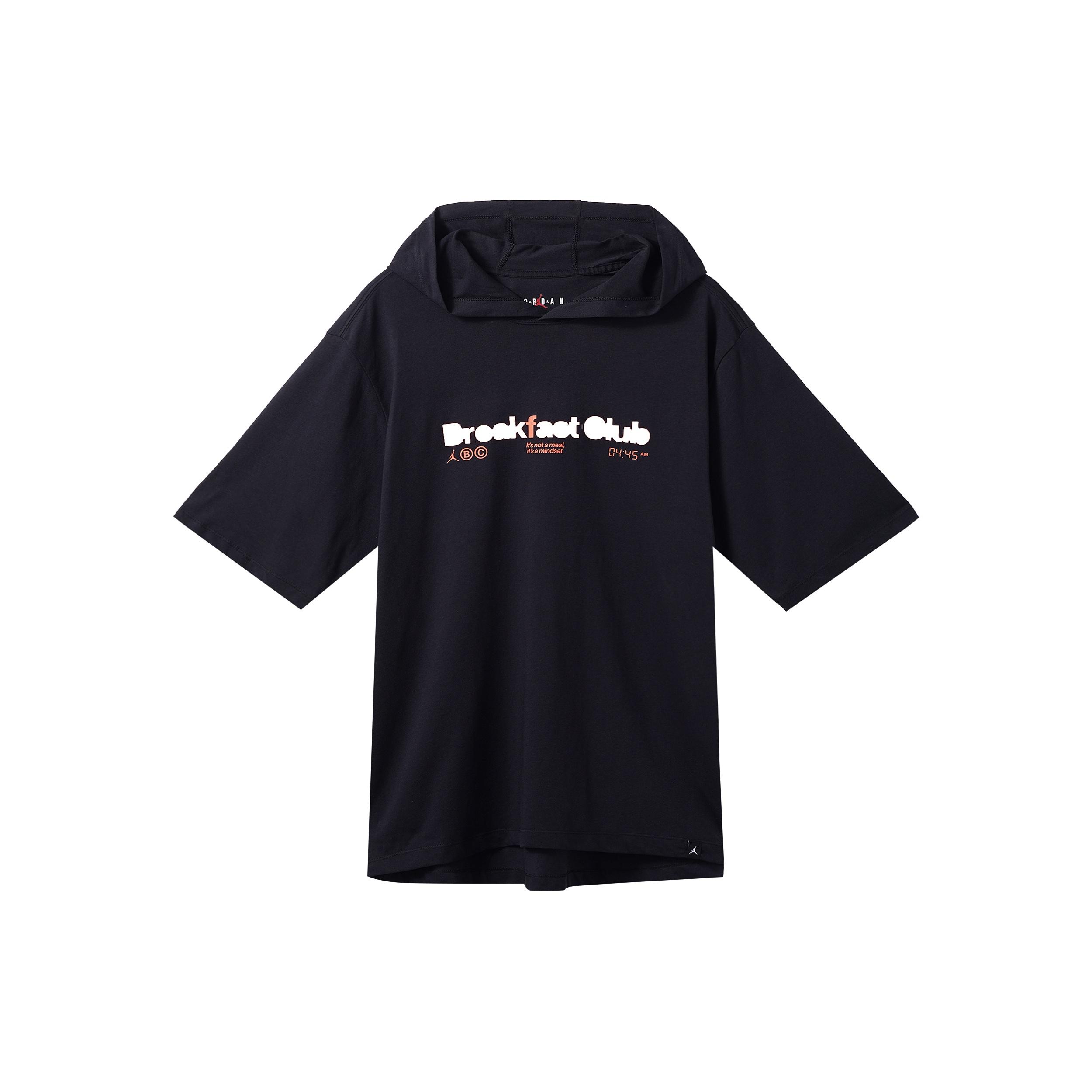 Air Jordan Alphabet Numeric Printing hooded Pullover Short Sleeve Black Men s DQ7383-010 M