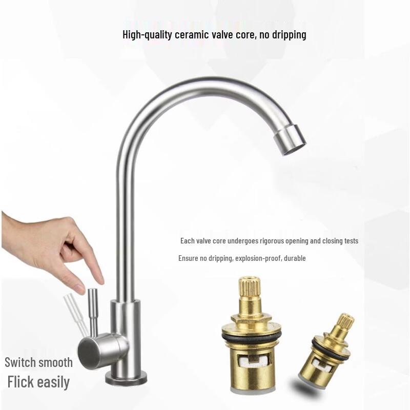 TLXT Stainless Steel Single Cold Swivel Kitchen Sink Faucet