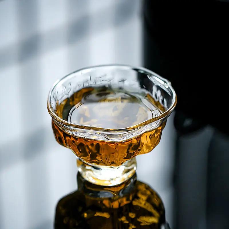 2Pcs/Lot Japanese Hammer Pattern 60ml Small Capacity Glass Tea Cup Tea Appreciateing Cup Kung Fu Tea Accessories Crystal Tea Cup