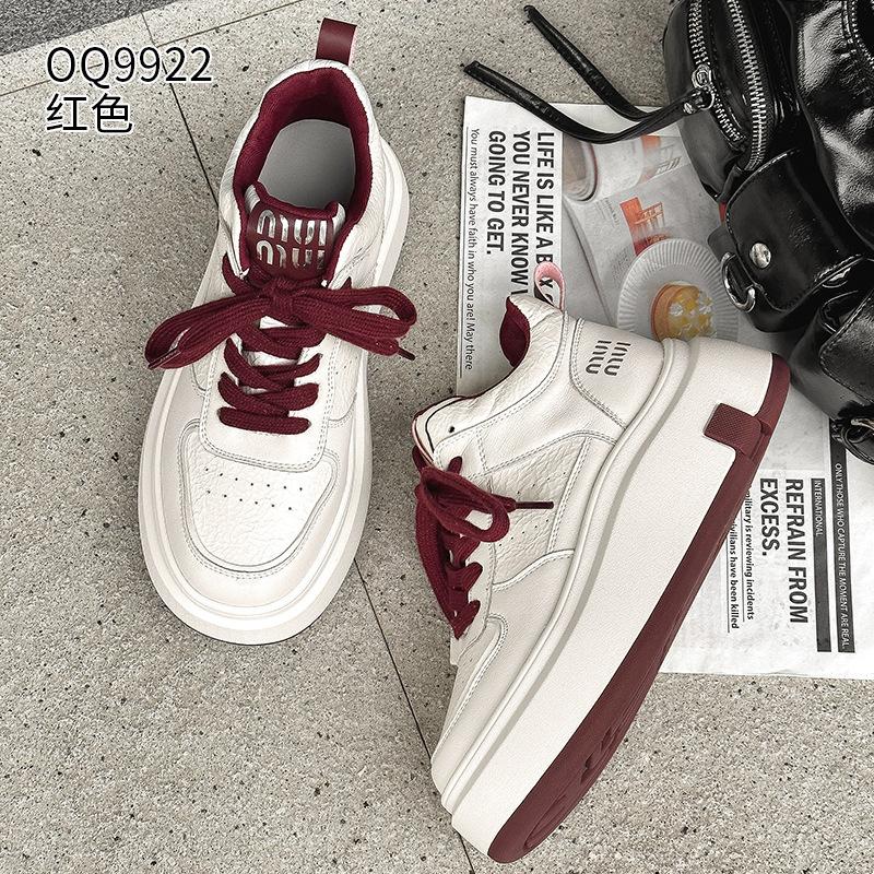 Leather high-top autumn and winter velvet muffin thick-soled small casual board shoes