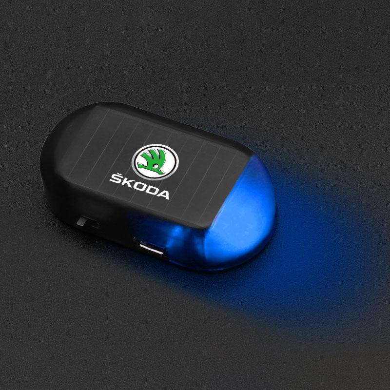 GR Gazoo Racing Car Solar Powered Wireless Anti-Theft Caution Lamp LED Flashing Light for Skoda Octavia A4 A5 MK2 Fabia Kamiq Kapoq Kodiaq Rapid SCALA