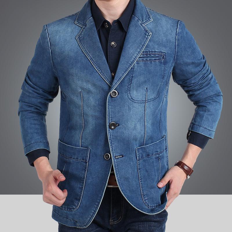 Factory Men's Denim Suit Men's Cotton Denim Small Suit Repair Large Size Casual Suit Jacket