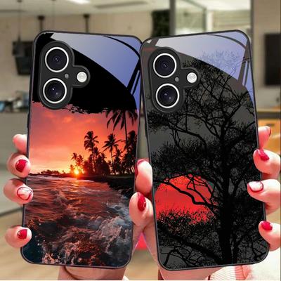 Sternenhimmel-Muster für Apple iPhone 16E 16 E 11 13 15 P Ro 14 Pro Max 12 Mini 7 8 Plus XR XS Schwarze Handyhülle aus gehärtetem Glas
