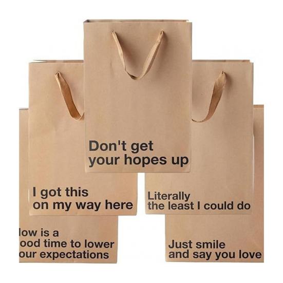 5 Stück Quadratbodenbeutel Mittlere Größe Dickes Papier Geschenktüten mit Henkeln Weihnachten Büropartys Geschenktüte