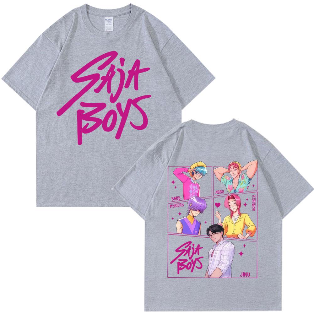 New Movie Anime KPop Demon Hunters Saja Boys Tshirt Men Women Trend Harajuku Cosplay T Shirt Loose Cozy Cotton Casual T Shirts