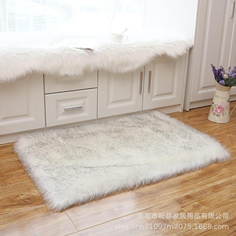 Tapete Lavável de Lã Sintética com Pelo Longo para Quarto, Varanda, Janela Saliente, Sofá ou Decoração de Estufa