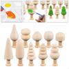10x Unfinished Wood Tree Wooden Xmas Smooth Blank Miniature Mini Trees for